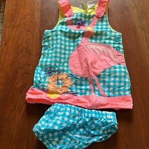Girl’s 12m Flamingo Dress with diaper cover. Koala Baby